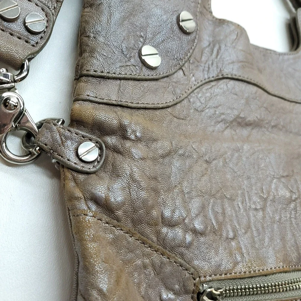 Foley & Corinna‎ Purse Mid City Tote Brown Taupe Pebbled Crossbody Hobo Zip